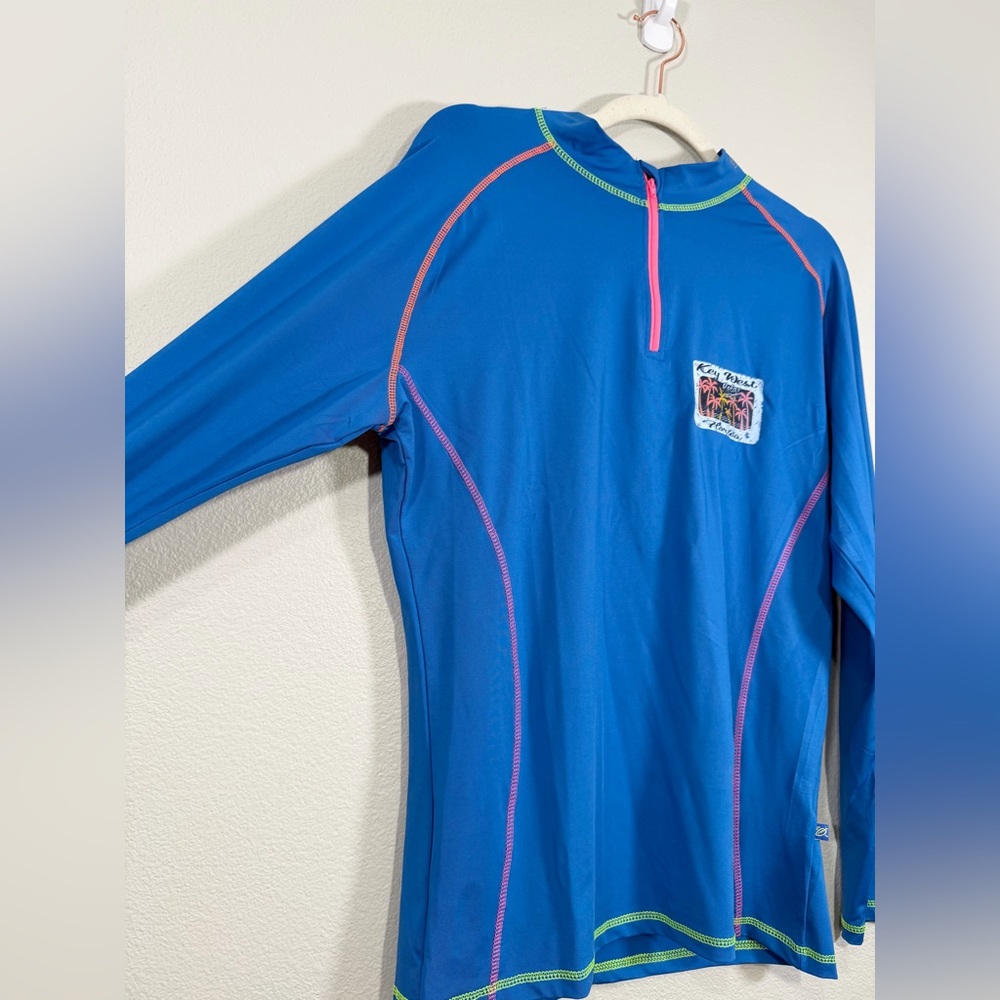 Banana Boat Rash Guard Swimming Shirt Blue Pink Green Neon Zipper Women XL - Picture 3 of 7